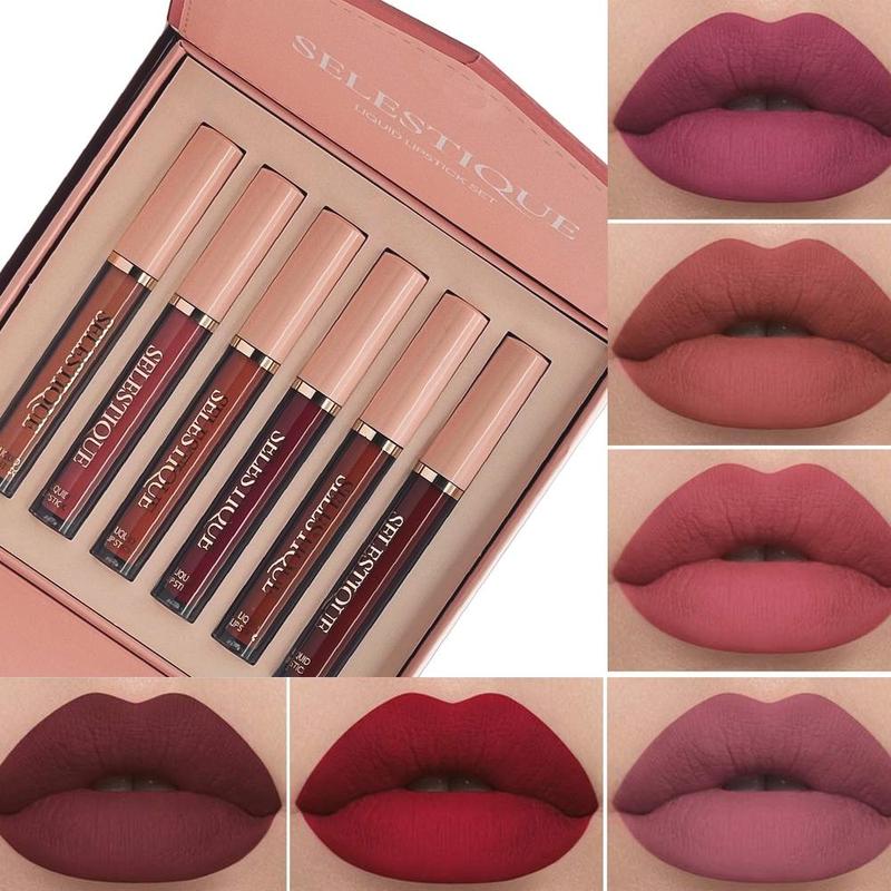 SELESTIQUE Lipstick Set Easily Tinted and Moisturizing Lipsticks Lip Makeup Matte Lip Gloss Lipstick Pearls Girls and Women Makeup Accessories Cosmetic Waterproof Long-Lasting Matte Lipstick Set Easily Tinted and Moisturizing Lipsticks