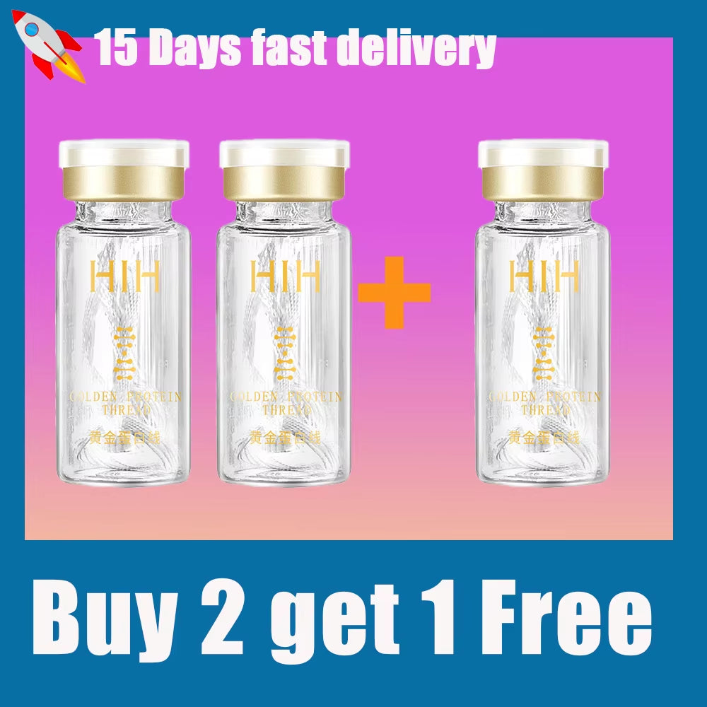 Soluble Face Lifting Threads Collagen Facial Essence Protein Peptide Gold Silk Wire Face Serum for Anti-Aging Firming Skin