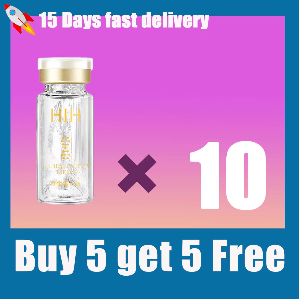 Soluble Face Lifting Threads Collagen Facial Essence Protein Peptide Gold Silk Wire Face Serum for Anti-Aging Firming Skin