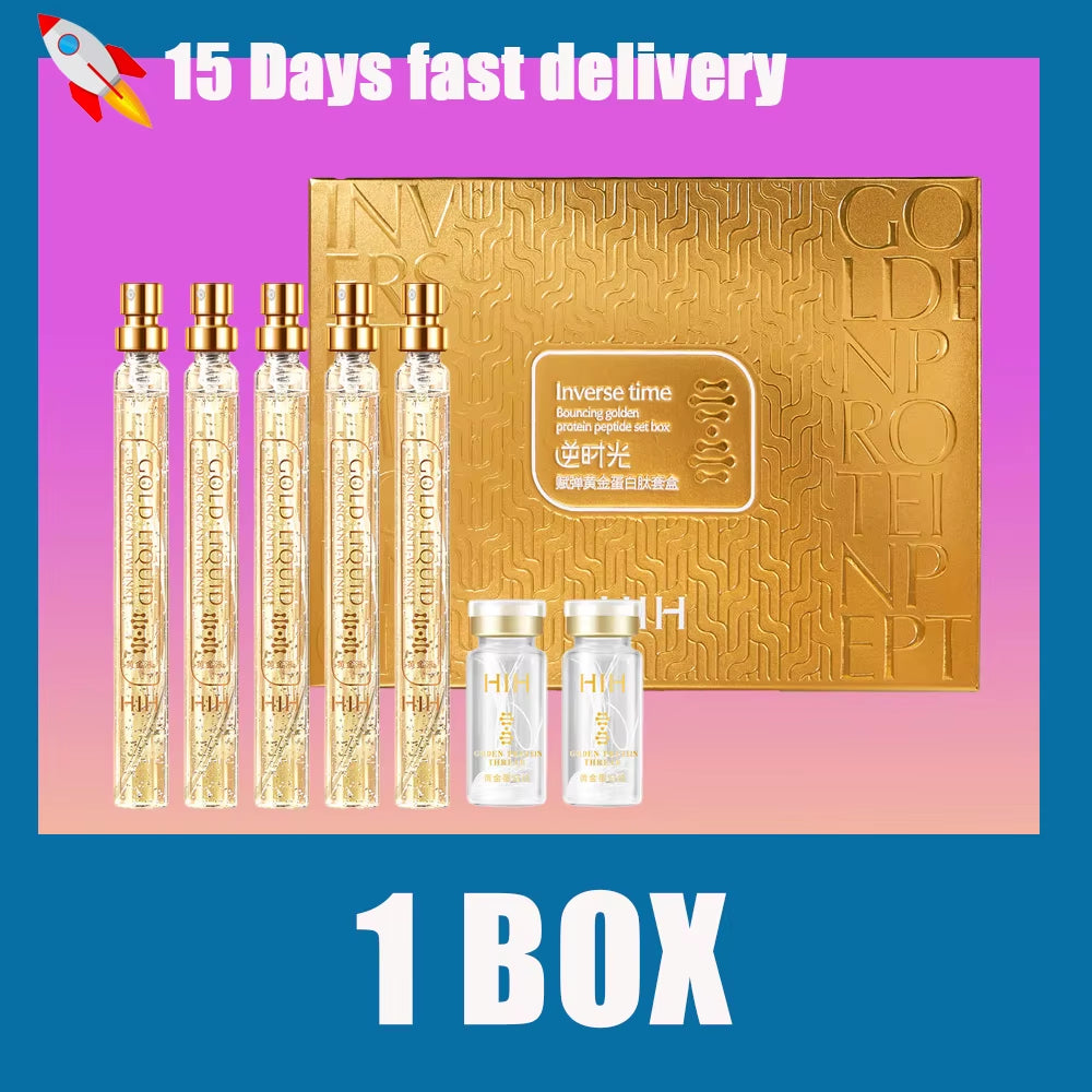 Soluble Face Lifting Threads Collagen Facial Essence Protein Peptide Gold Silk Wire Face Serum for Anti-Aging Firming Skin