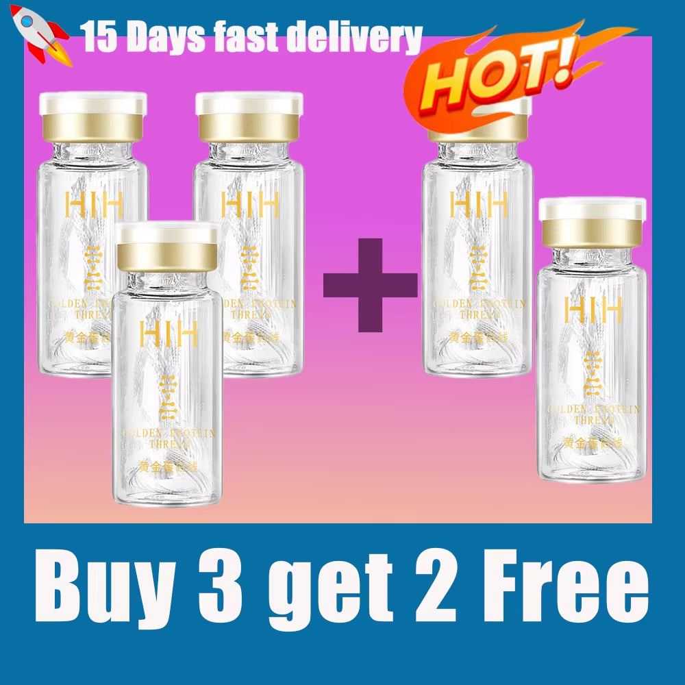 Soluble Face Lifting Threads Collagen Facial Essence Protein Peptide Gold Silk Wire Face Serum for Anti-Aging Firming Skin