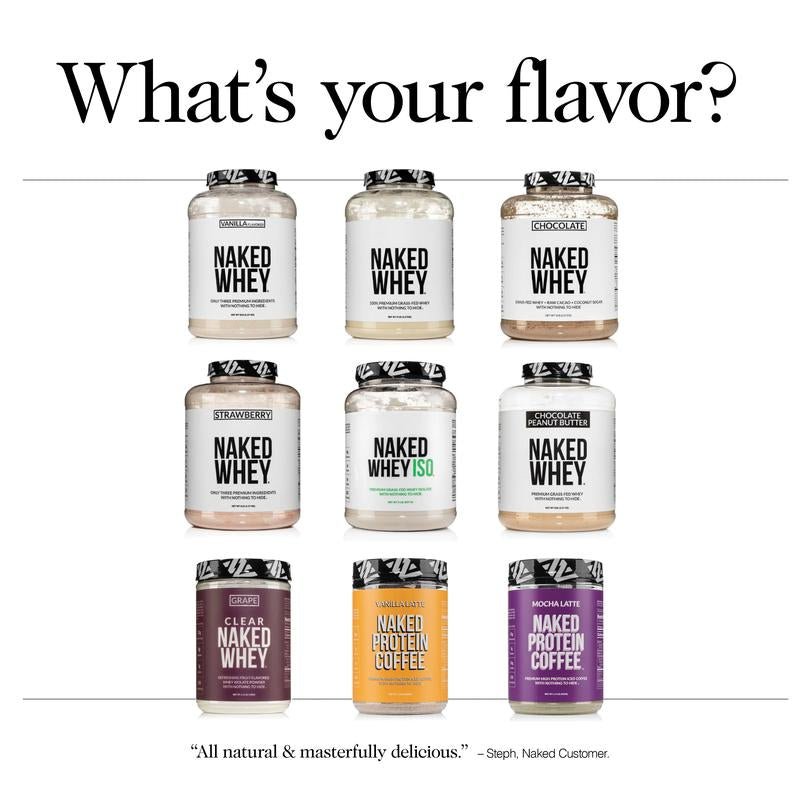 Naked Whey Vanilla Protein Powder - 2LB Grass-Fed, Non-Gmo, No Additives, 25G Protein, 5.9G Bcaas - Only 3 Ingredients