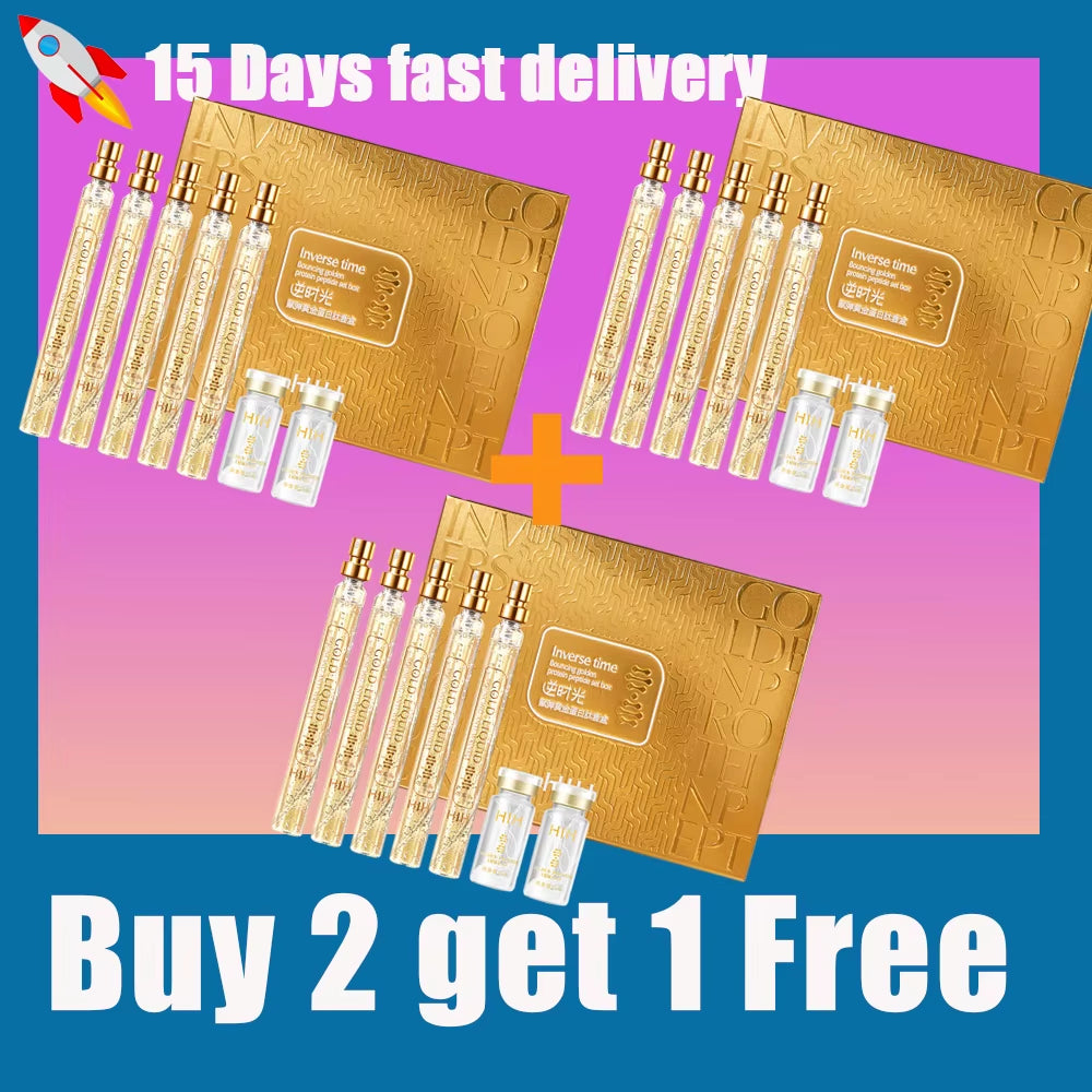 Soluble Face Lifting Threads Collagen Facial Essence Protein Peptide Gold Silk Wire Face Serum for Anti-Aging Firming Skin